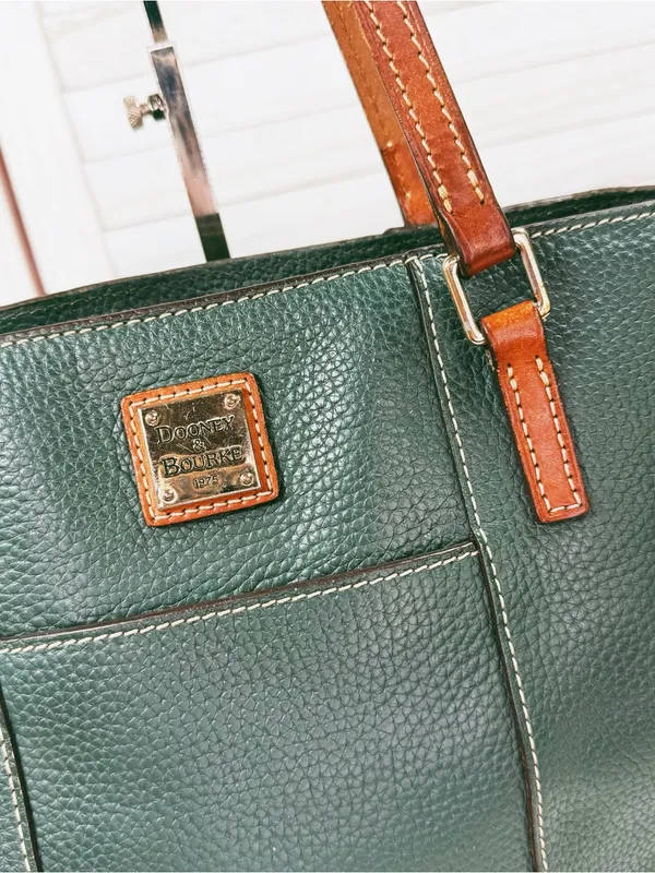 Dooney & Bourke Lexington Small Shopper Tote Bag Pebble Leather Dark Green Sage - Image 5
