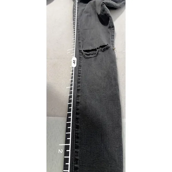 Madewell 9 Inch High Rise Skinny Jean 26 Faded Black Ripped Knee Raw Hem - Image 10