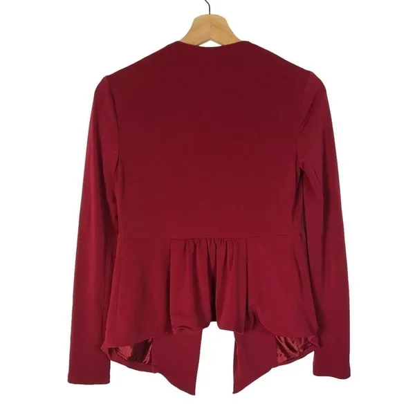 BCBGeneration Red Open‎ Front Drape Lightweight Blazer XXS - Image 2