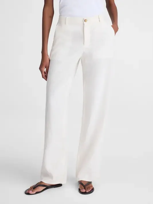 Madewell Zoe Relaxed Straight Pant in 100% Linen Ivory White NWT Size 16 Tall - Image 9