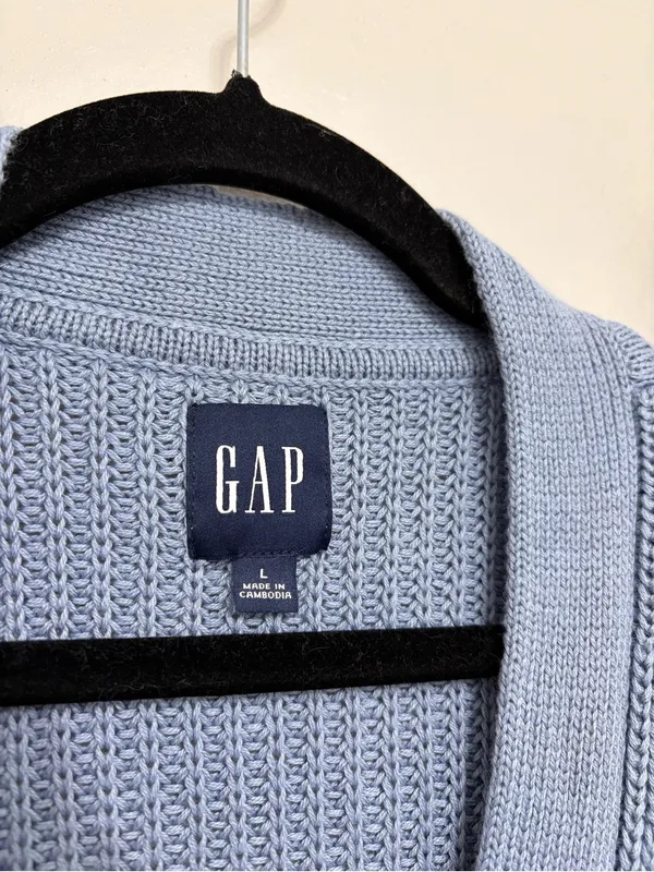 Gap 100% Cotton V Neck Cardigan in Periwinkle Blue - Size L - Image 3
