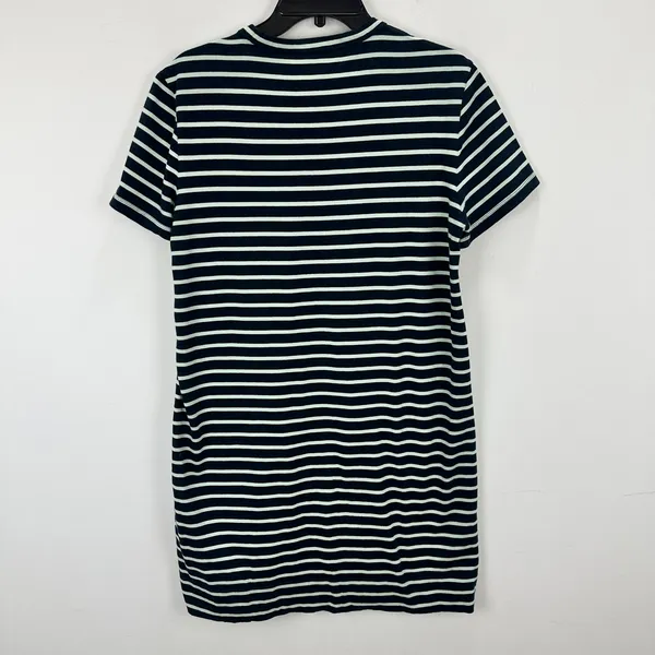 Madewell Mini Tee Dress Dark Navy Crewneck Striped Cotton Relaxed Large NWT - Image 12