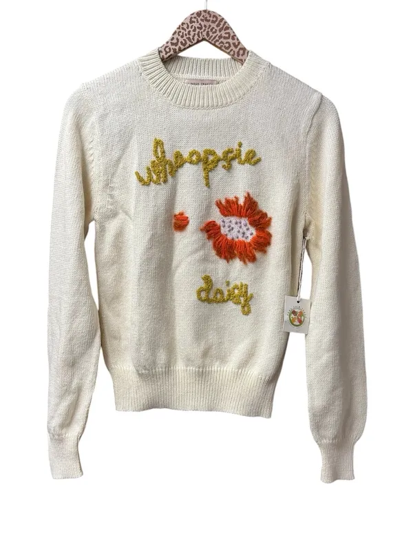 Lingua Franca Whoopsie Daisy Knit Pullover Crewneck Sweater Beige Small READ - Image 3