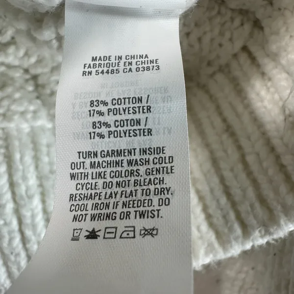 Aerie Cream White Cable Knit Sweater Chunky Cotton Blend Crew Neck Small - Image 7