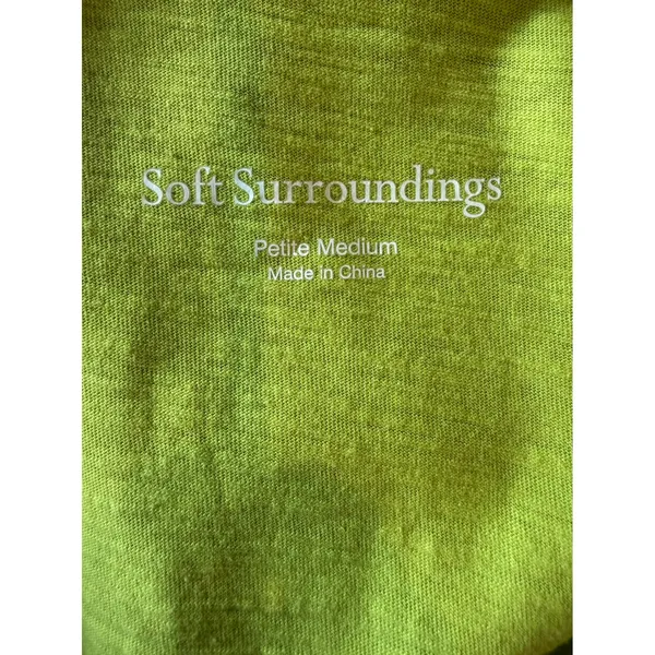 Soft Surroundings Shirt Dress Womens Medium Petite Green Artsy Boho Neon‎ Knit - Image 10