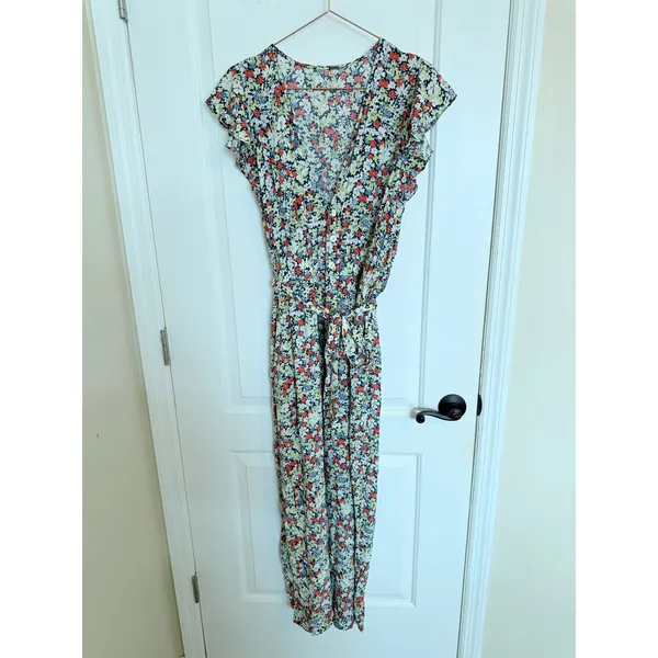 Free People Jumpsuit Womens XS Multicolor Floral Flutter‎ Sleeve Boho Jumpsuit - Image 11