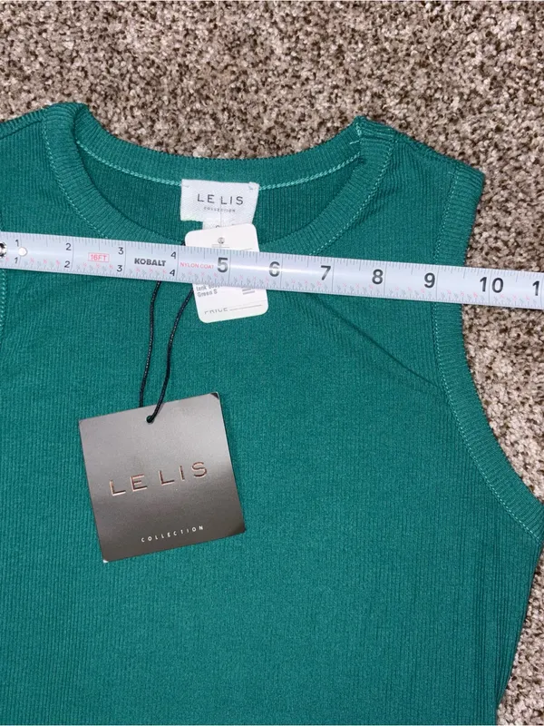 LE LIS Boutique Women’s Green Ribbed One-Piece Bodysuit NWT - Image 7