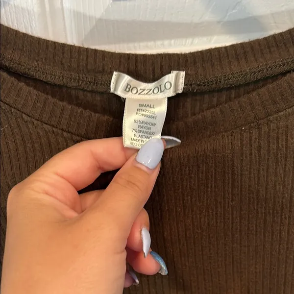 Bozzolo Brown Fitted Crop Blouse Long Sleeve - Image 2