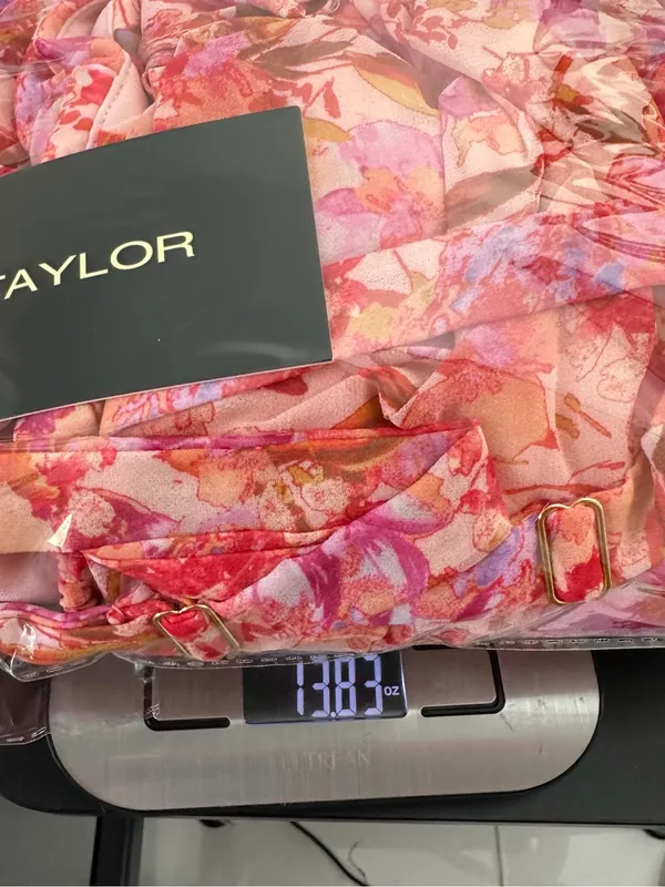 NWT Taylor Floral Tiered Maxi Dress Size 10 Pink Orange Ruffle Peplum - Image 10