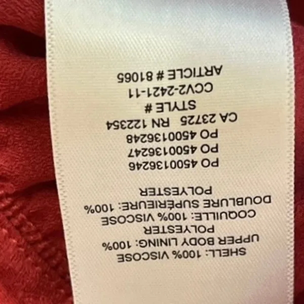 Aritzia Red Deep V-Neck Tie Front Long Sleeve Ruffle Peplum Crop Top Blouse Sz S - Image 5