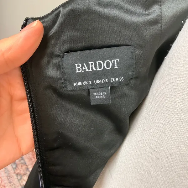 Bardot Likely Rona Ruffle Midi‎ Dress Square Neck Black Cocktail Dress 4/XS - Image 12