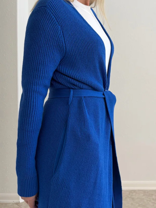 SER.O.YA Royal Blue Maxi Belted Knit Cardigan XS NWT - Image 4