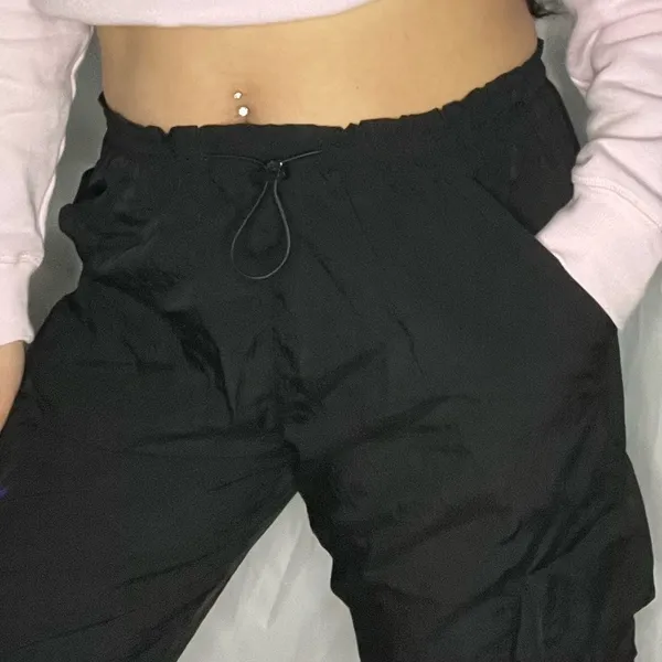 Like New The Chloe Nylon parachute pants by Garage size small in black, sold out - Image 11