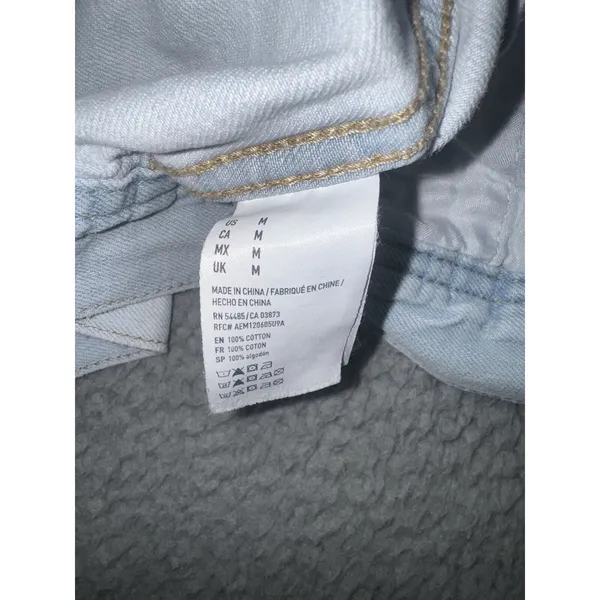 American Eagle Denim Jacket Women Medium Button Up Light Wash‎ - Image 7