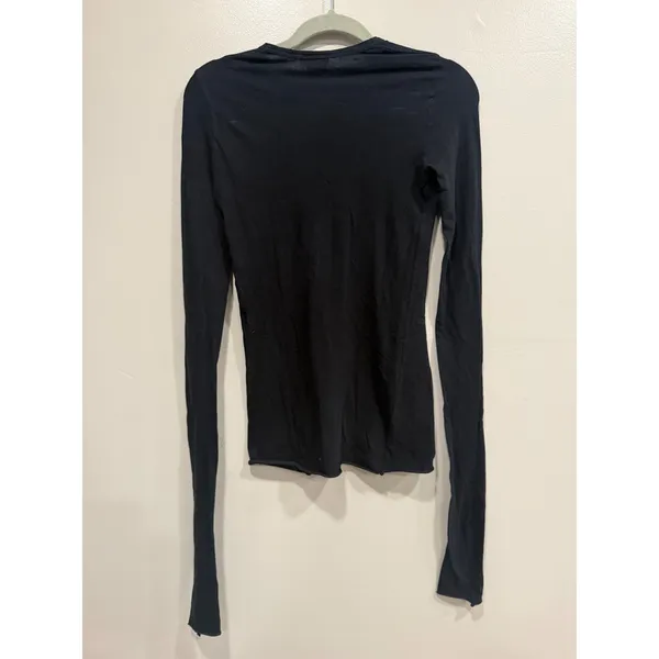 Kristensen Du Nord Top Women Size 6 US Black Long‎ Sleeve Raw Hem Minimalist - Image 3
