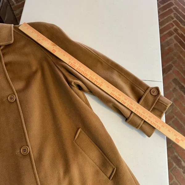 vintage Cassidy hand tailored 100% wool trench coat size‎ 10 P tan minimalist - Image 7
