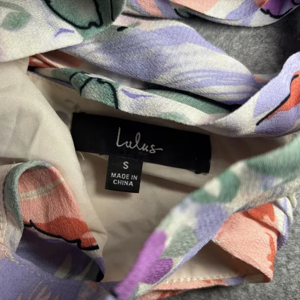 Lulus Women Blouse S Floral Abstract Multi-Color Bohemian Casual Summer - Image 2