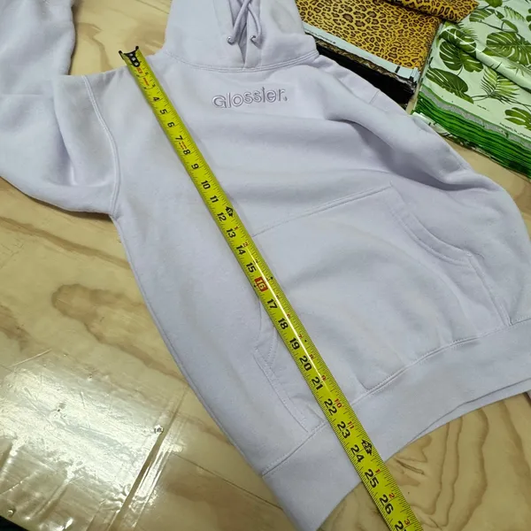 Glossier Limited Edition Embroidered Lavender Hoodie XS Oversized Women's - Image 14