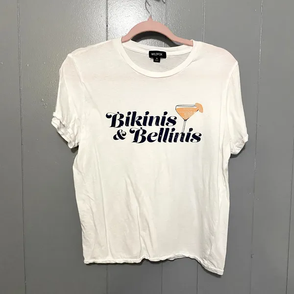Wildfox White Bikinis & Bellinis Graphic Soft Crewneck Beach T-shirt M - Image 2