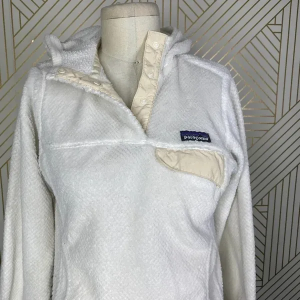 Patagonia Re-Tool Snap-T Fleece Pullover‎ Hoodie Sweatshirt Cream Size US XS - Image 5