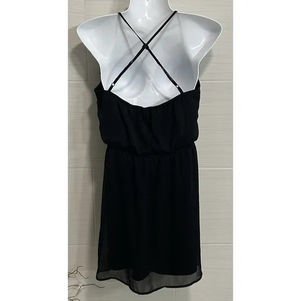 No Boundaries Little Black Dress Chiffon Adjustable Straps Sheer Ruffle Overlay S, Twee - Image 4
