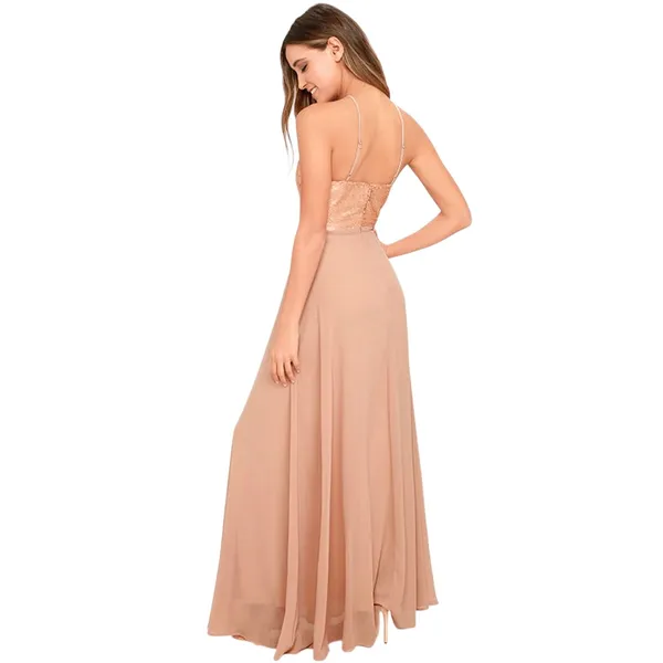 Lulus The Best Part Matte Gold Sequin Maxi Dress size Medium NWT - Image 7