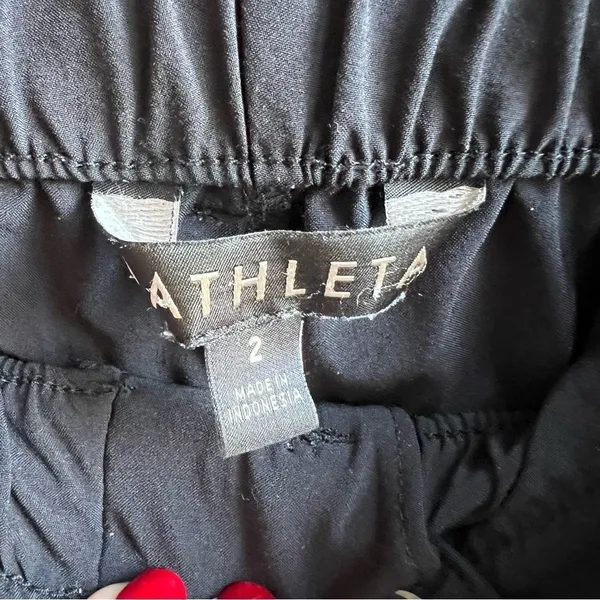 Athleta Skyline Pant II Paperbag Waist Pleated Tapered Black Belted Pants Size 2 - Image 7