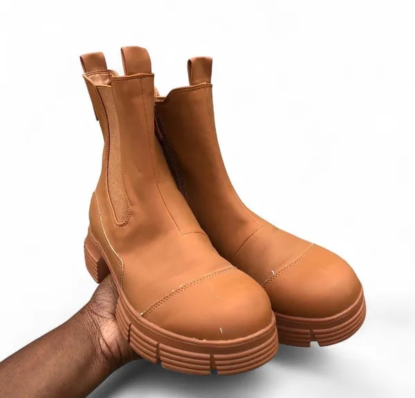 Brown Lugged Chunky Platform High Top Combat Grunge Military Biker Boots Round Toe Y2K US Women 8 - Image 2