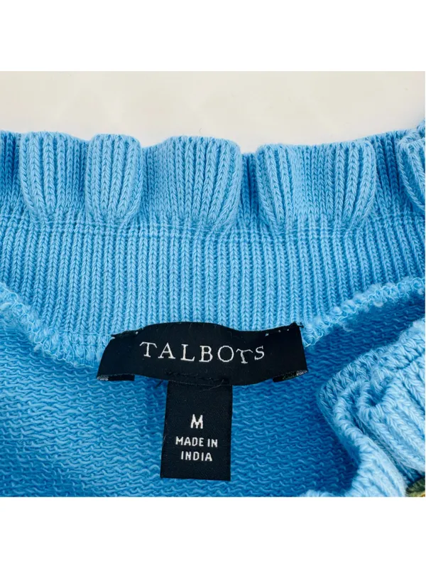 NWOT Talbots Cornflower Blue Sweatshirt with Gold Buttons, Size M - Image 5
