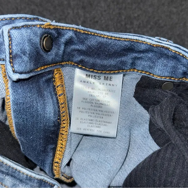MISS ME Jeans Ankle Skinny Women’s 30 x 26.5 Distressed Medium Wash Split Hem - Image 8