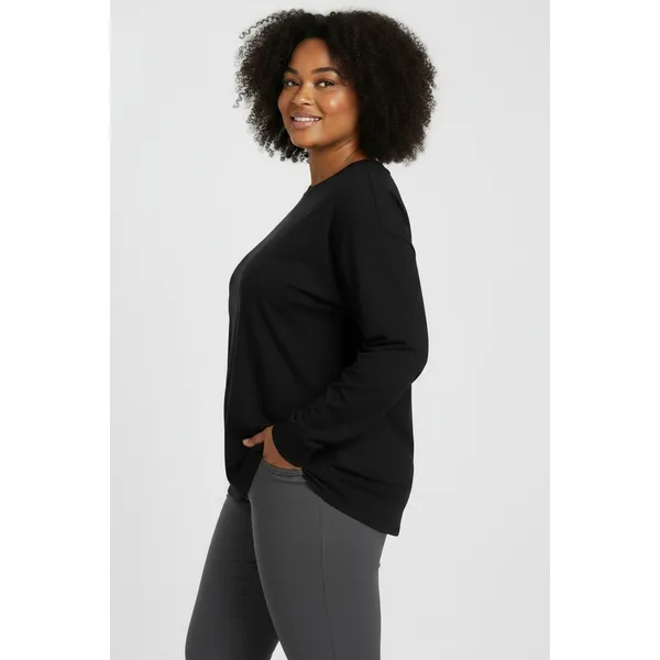 Athletic Works Womens Sweatshirt Size XL Black Fleece Crewneck Relaxed Cozy Fit - Image 9