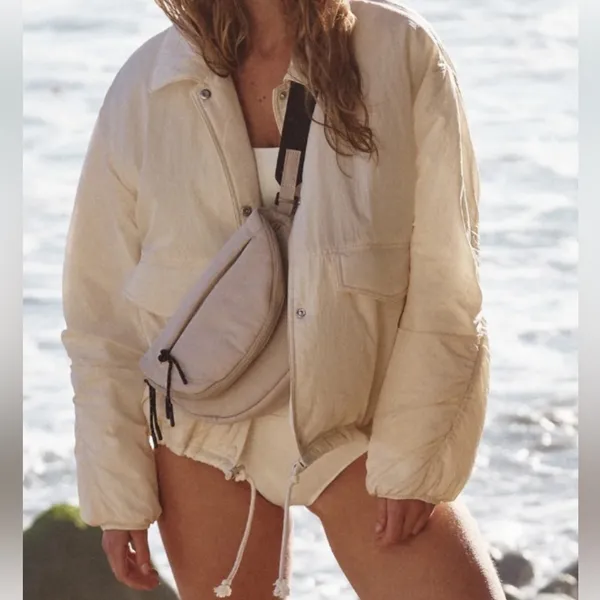 FREE PEOPLE Off The Bleachers Coaches Jacket Relaxed Lightweight Size XL NEW - Image 2