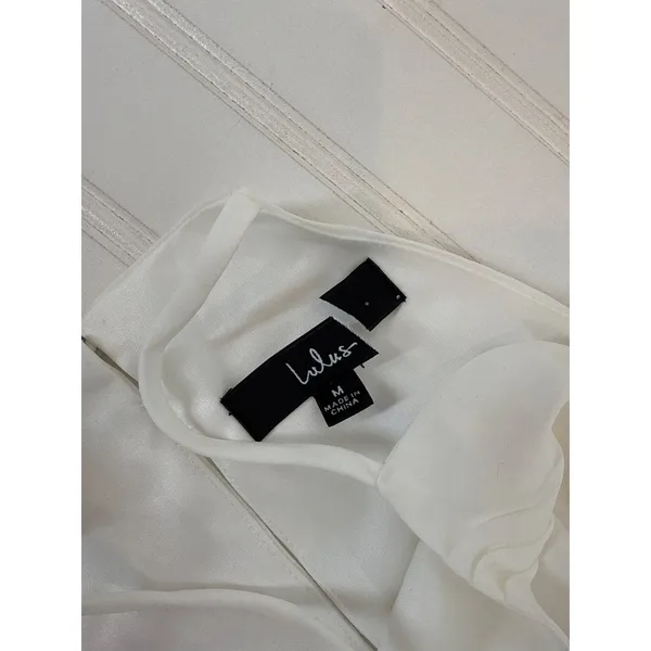NWOT Lulus Dreamy Date Night White Sleeveless Midi Dress Wedding Cocktail Size M - Image 6