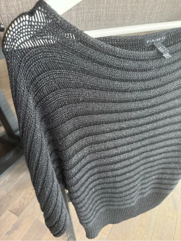 FANG Black Open-Knit Boatneck Sweater - Image 3