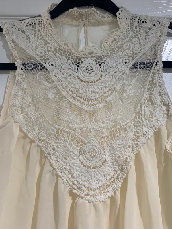 Boho Lace Tank Top White Size M - Image 4