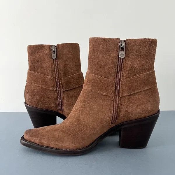 Antonio Melani Tabbie Oiled‎ Suede Pecan Pie Brown Western Buckle Boots - Image 5