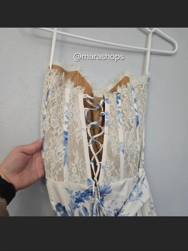V. Chapman January Wrap Skirt Lace Corset Front Slit Column Gown - Image 5