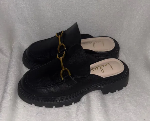 Lulus Jeano Black Lug Sole Slide-On Loafers - Image 2