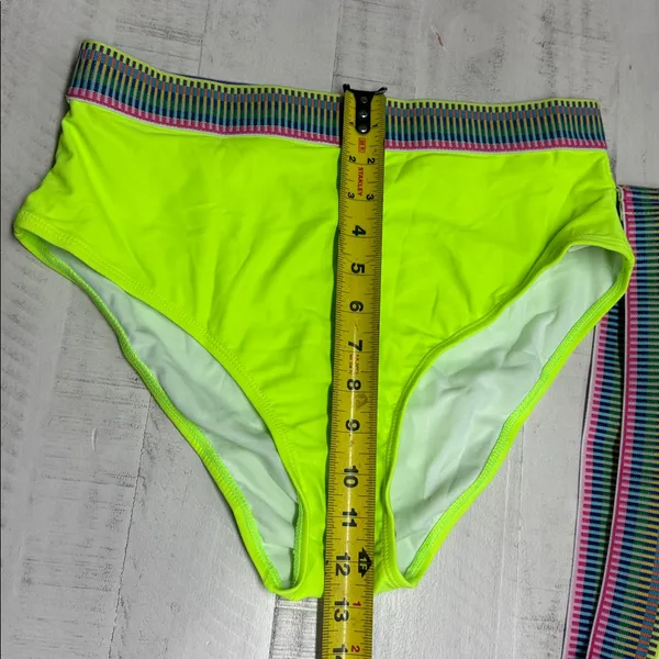 two-piece neon green high-waisted bikini set a sporty design swimsuit - Image 4