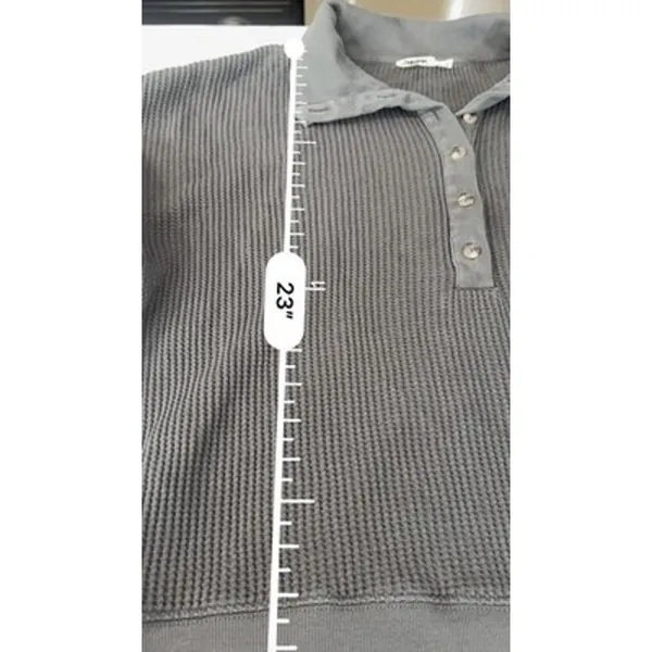 Faherty Womens Apres Organic Cotton Waffle Knit Henley Top Dark Gray Size Large - Image 7