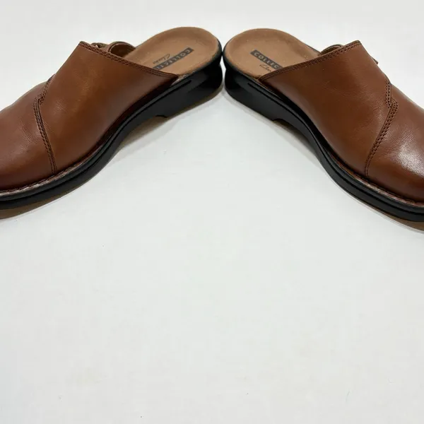 Clarks Women's Brown Leather Soft Cushion Clog Mule Size 7.5 Slip On - Image 8