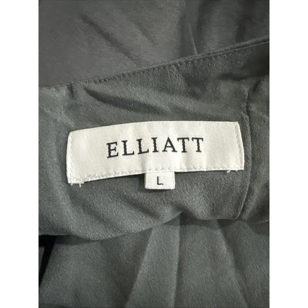 NWOT Elliatt Camo Blouson Halter Dress Sz Large Charcoal Gray Asymmetrical Satin - Image 7
