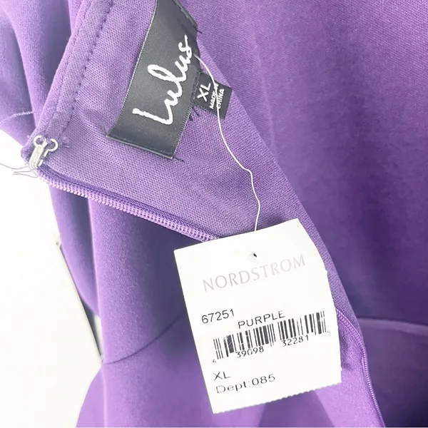 LULUS Great Things Purple Ruffled Trim High Neckline Bodycon Dress XL Party Boho - Image 5