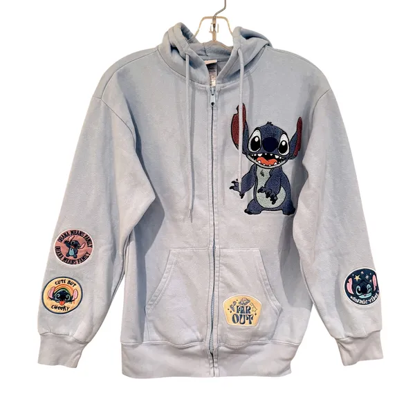 Disney Lilo & Stitch Hoodie Full Zip Sweatshirt Women's‎ XS Blue Freeze Casual - Image 4