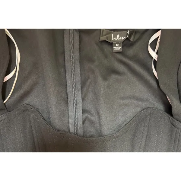 Lulus Black Long Sleeve Corset Accent Maxi Bodycon Dress Size M - Image 7