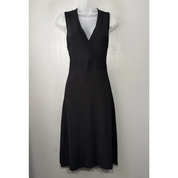 Ann Taylor Sleeveless Sweater Dress Size Small Black Preppy Classic Chic Midi - Image 3