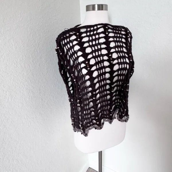 Zara Black Crochet Open-Knit Top - Image 3