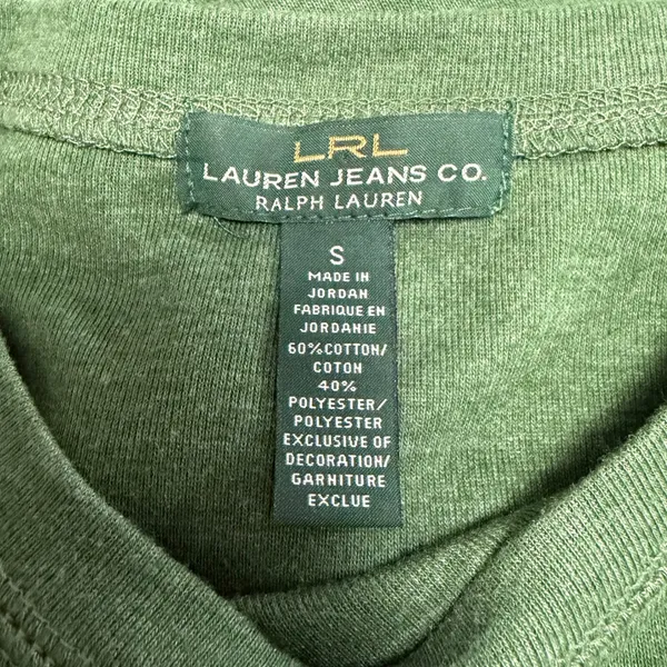 Lauren Jeans Co Ralph Lauren Top Small Green Elbow Patches Shoulder Zip Preppy - Image 8