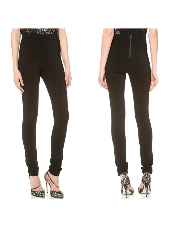 Alice + Olivia Employed Black Seam Front Stretch Leggings Pants Size 0 - Image 2