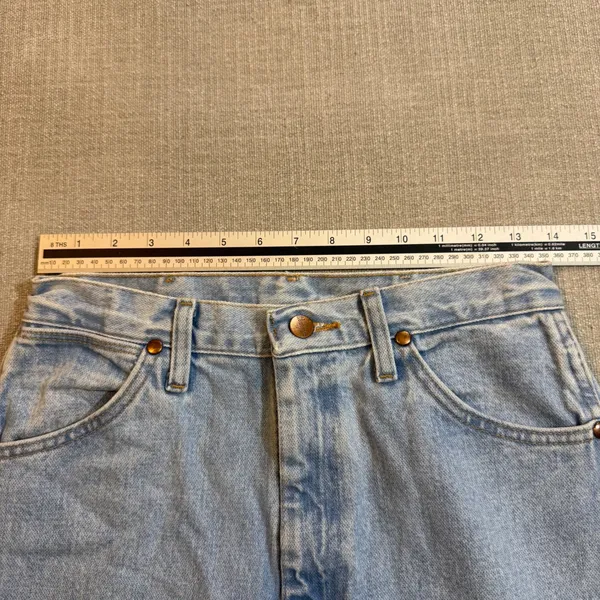 Wrangler High Rise Straight Leg Jeans Size 9x34 Light Wash Denim Vintage Boho - Image 3